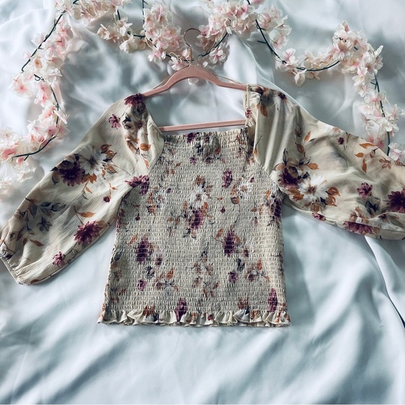 Floral Print Smocked Blouse - Picture 4 of 11